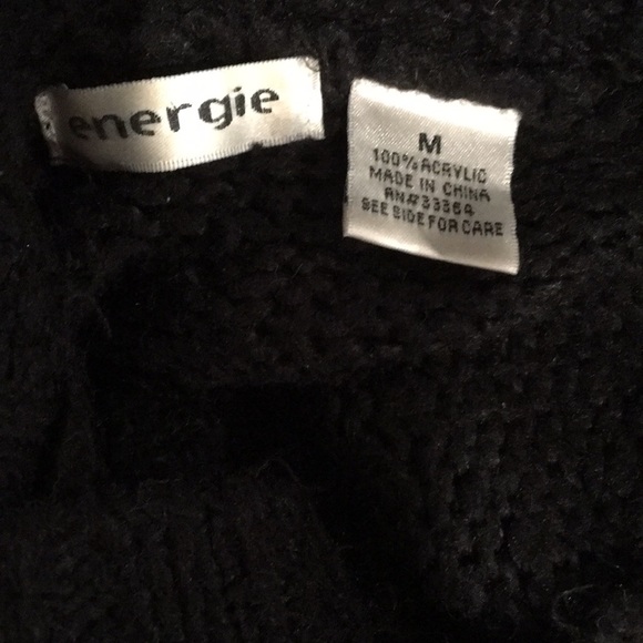 Energie Black Fuzzy Sweater Size Medium - Picture 7 of 7